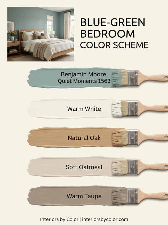 Warm neutral bedroom color palette with beige, cream, taupe and brown