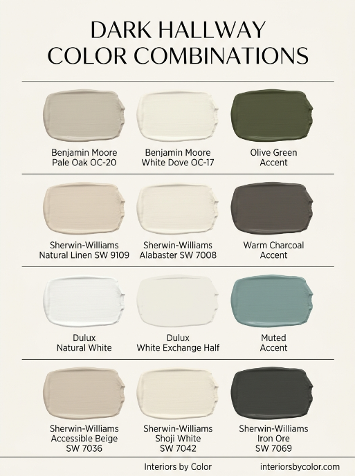 dark hallway color combinations