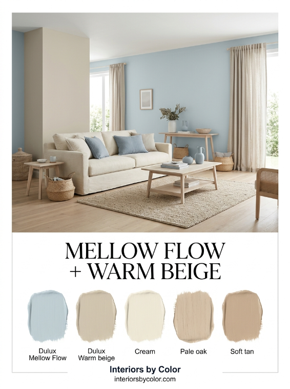 Dulux Mellow Flow and warm beige living room color combination