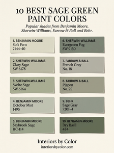 10 best sage green paint colors from Benjamin Moore, Sherwin-Williams, Farrow and Ball and Behr